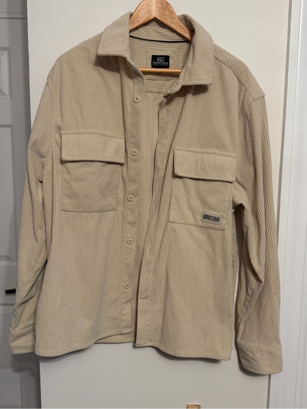 ESSENTIALS Men’s Corduroy Shirt Jacket in Beige